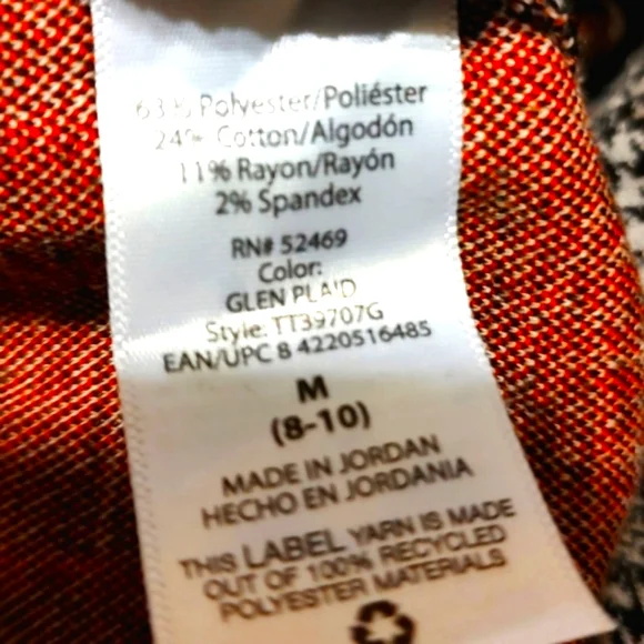 🌹 Preppy Classic Houndstooth Plaid Straight Leg Pull On Slacks Pants - M - Picture 9 of 9